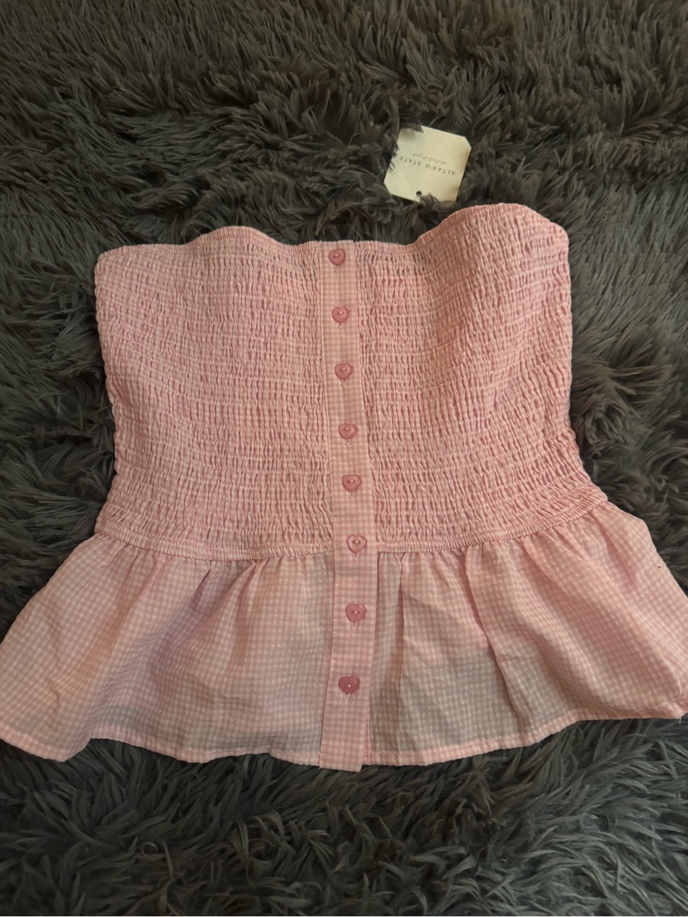 Altar'd State Pink Smocked Peplum Tank Top - Picture 1 of 3
